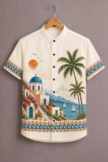 Men's Santorini Coastal Art Shirt