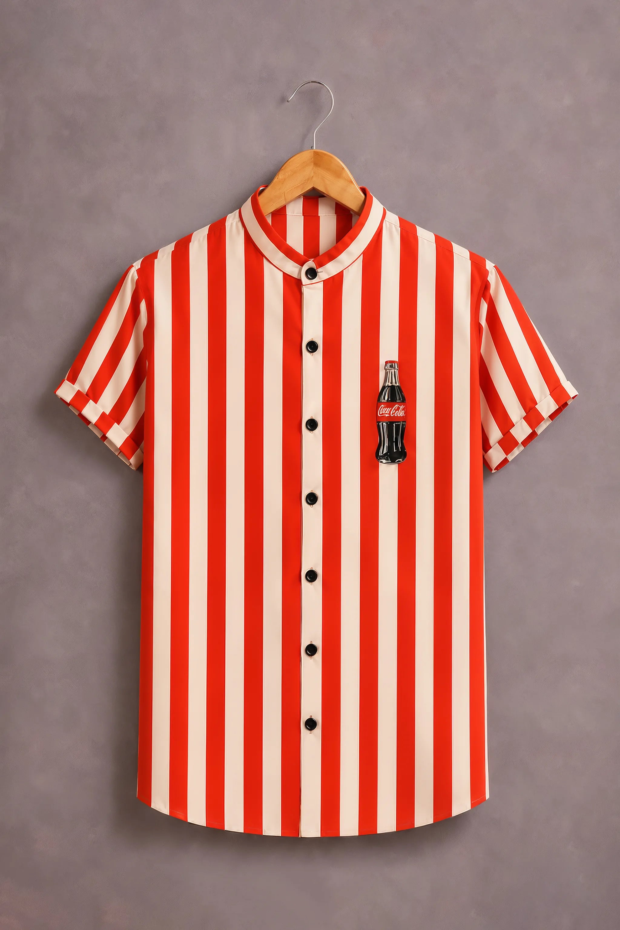 Red White Bottle Vertical Stripe Shirt