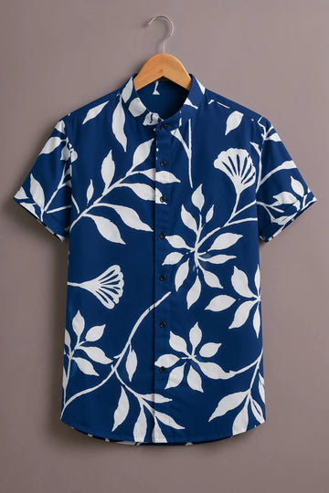 Men's Navy Foliage Art Shirt
