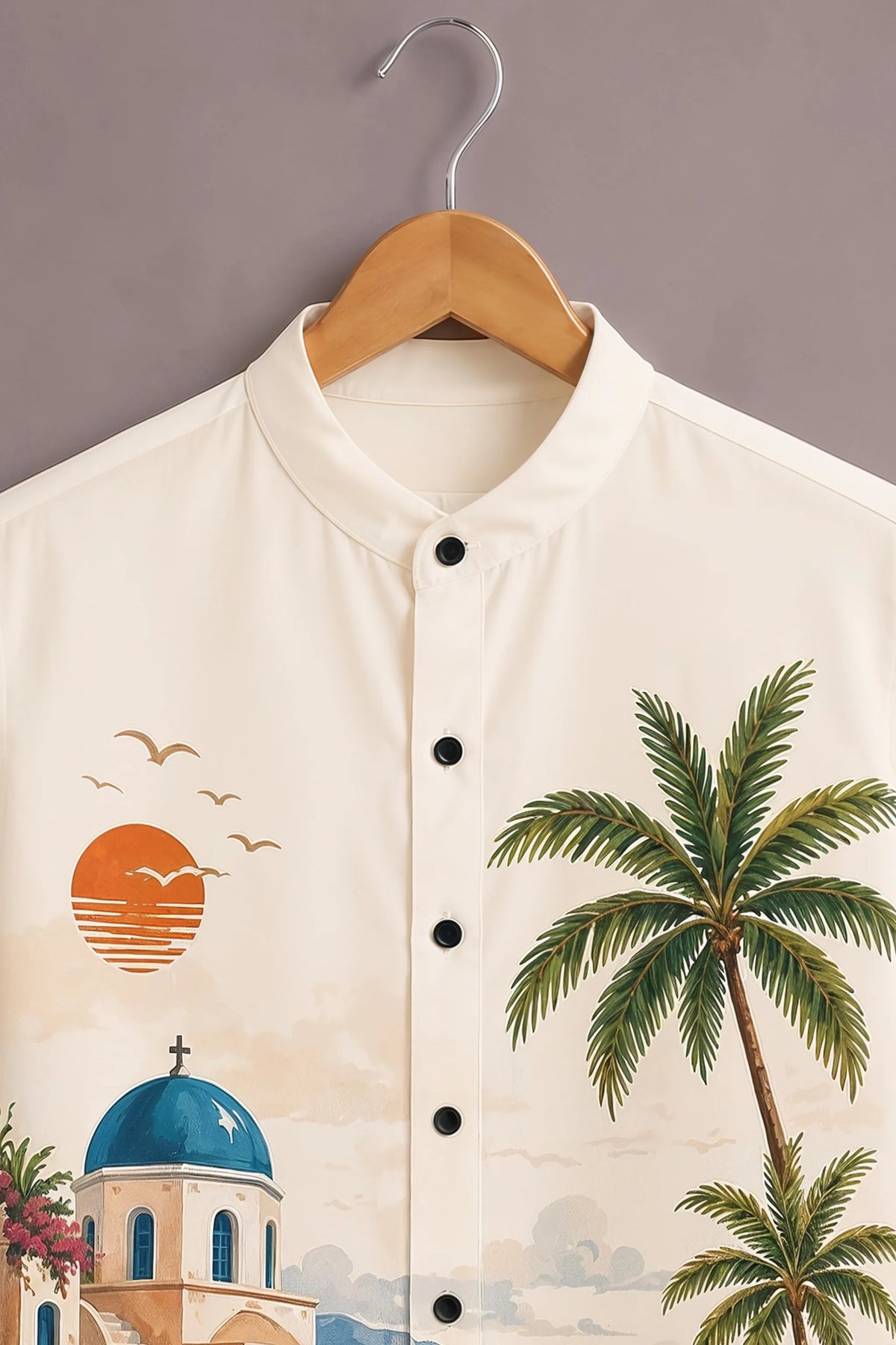 Men's Santorini Coastal Art Shirt