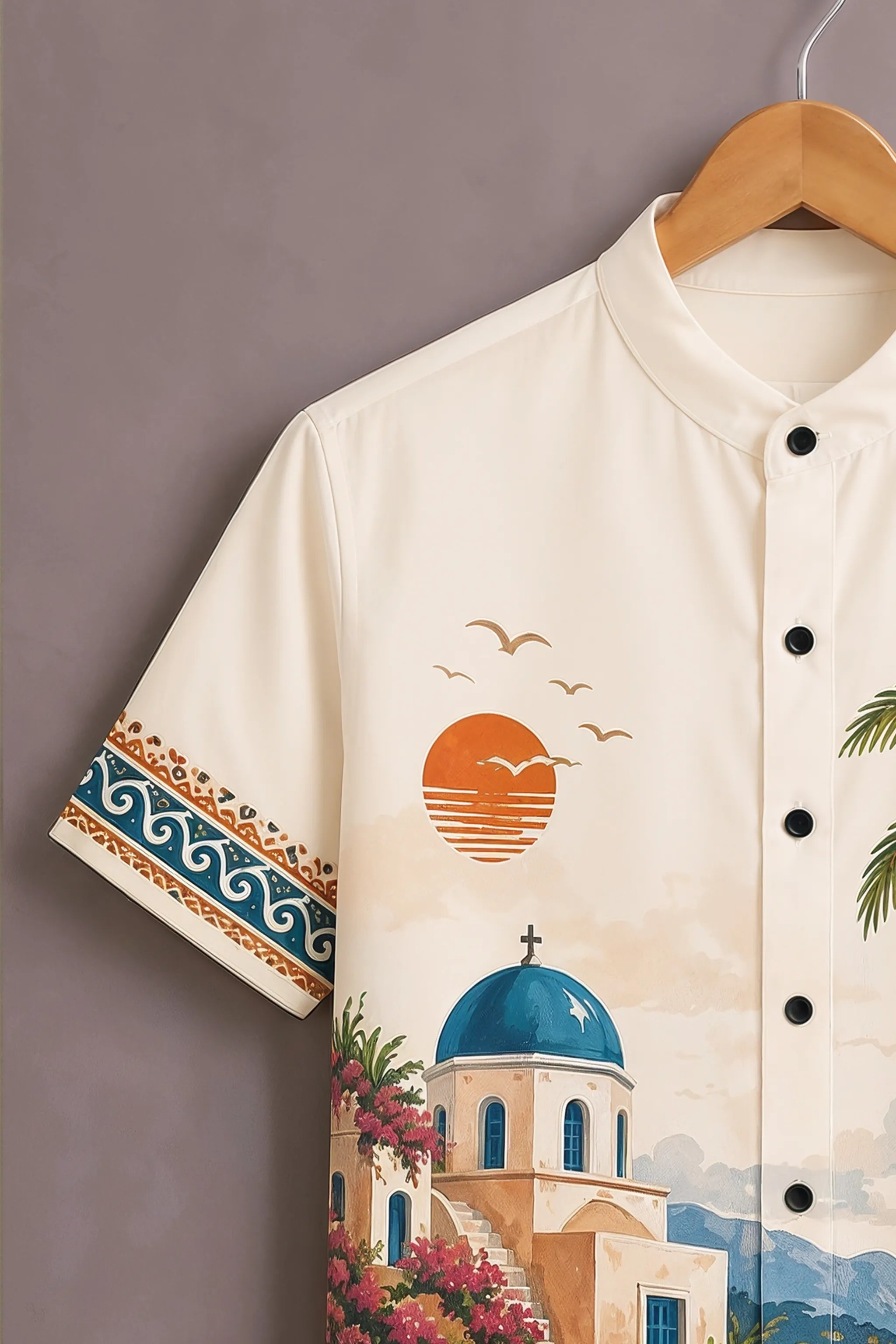 Men's Santorini Coastal Art Shirt