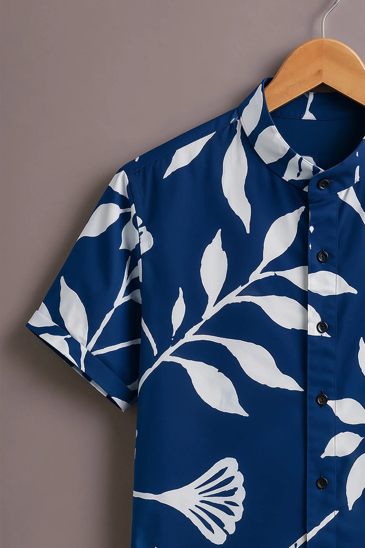Men's Navy Foliage Art Shirt